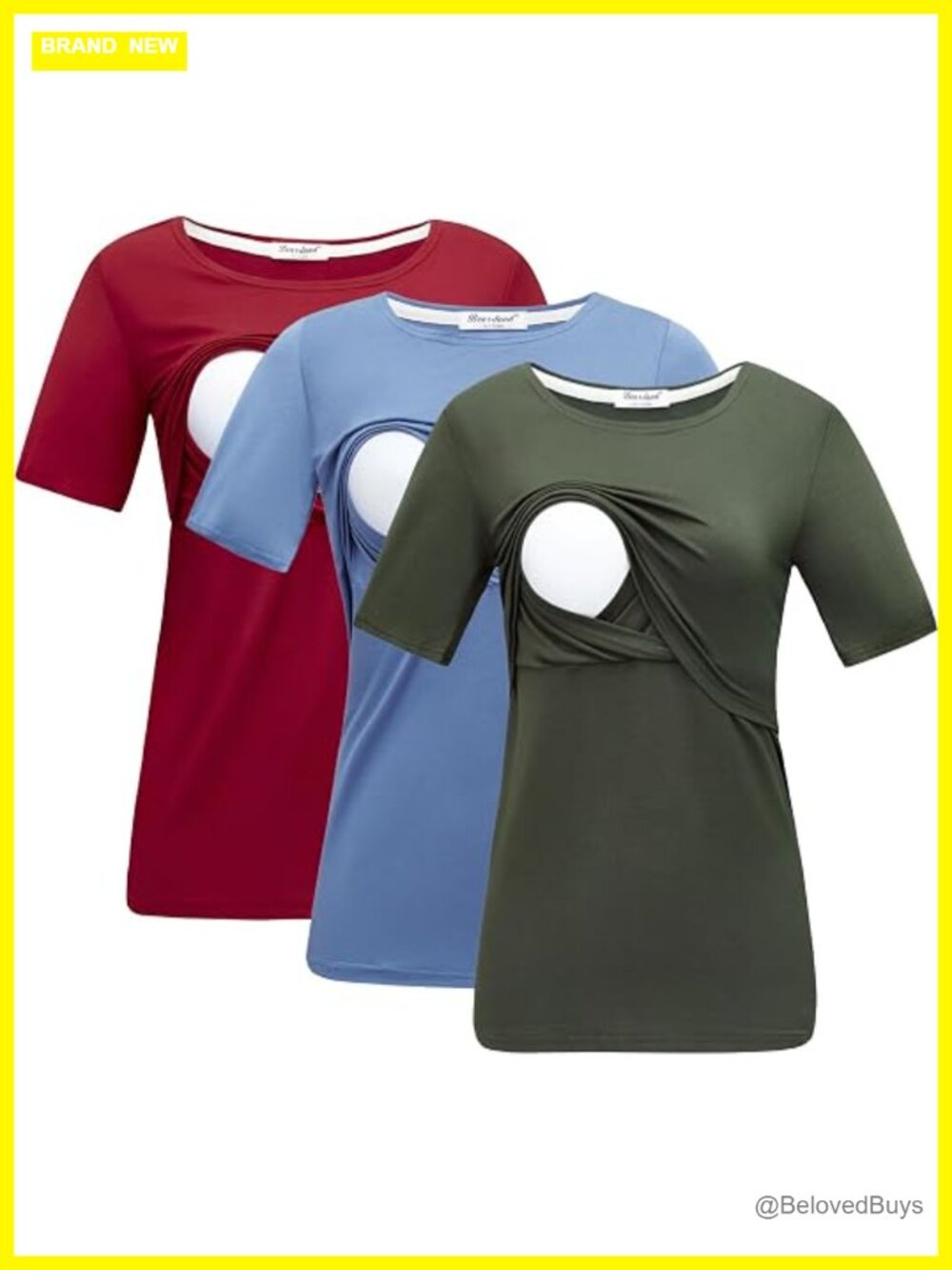 Maternity Nursing Tops Short Sleeve Breastfeeding Shirts 3 Pack